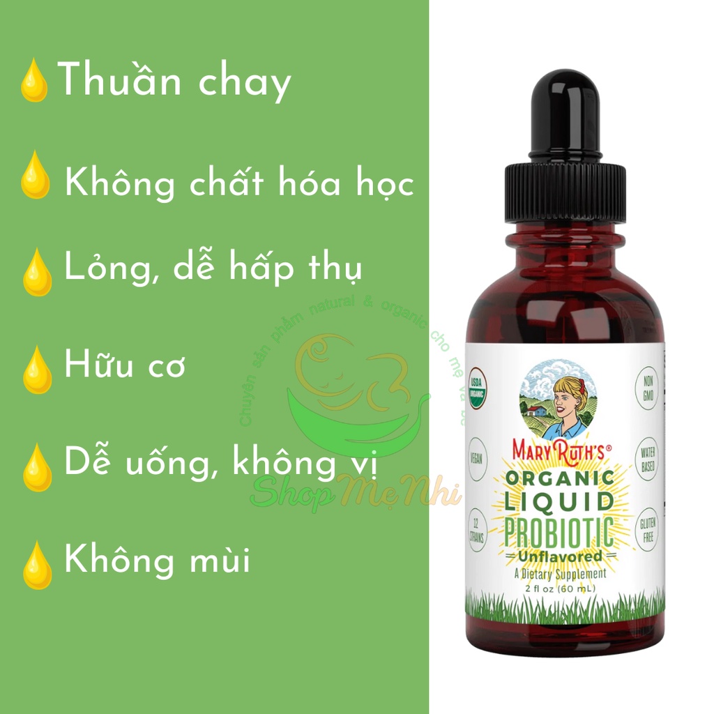 Dung dịch bổ sung lợi khuẩn hữu cơ Mary Ruth’s Liquid Probiotic 60ml 120ml.