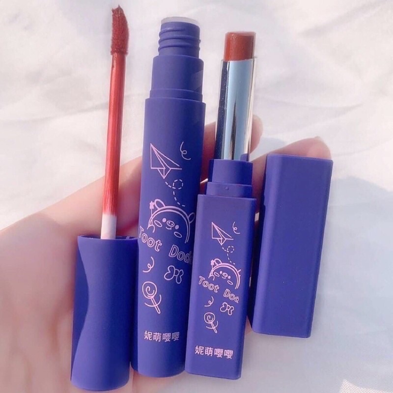 Set 2 son kem +lì lâu trôi dưỡng ẩm môi Dodo hộp tím P105 | Thế Giới Skin Care