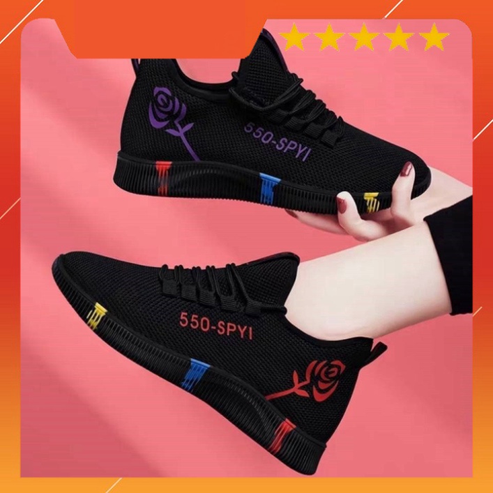 Giày nữ sneaker giá rẻ gót bông hoa hồng - giày đi bộ nữ - SIÊU HOT