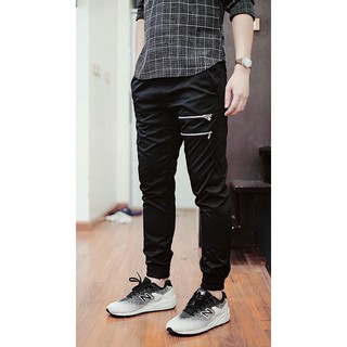 Quần jogger nam khóa gối vải kaki co giãn