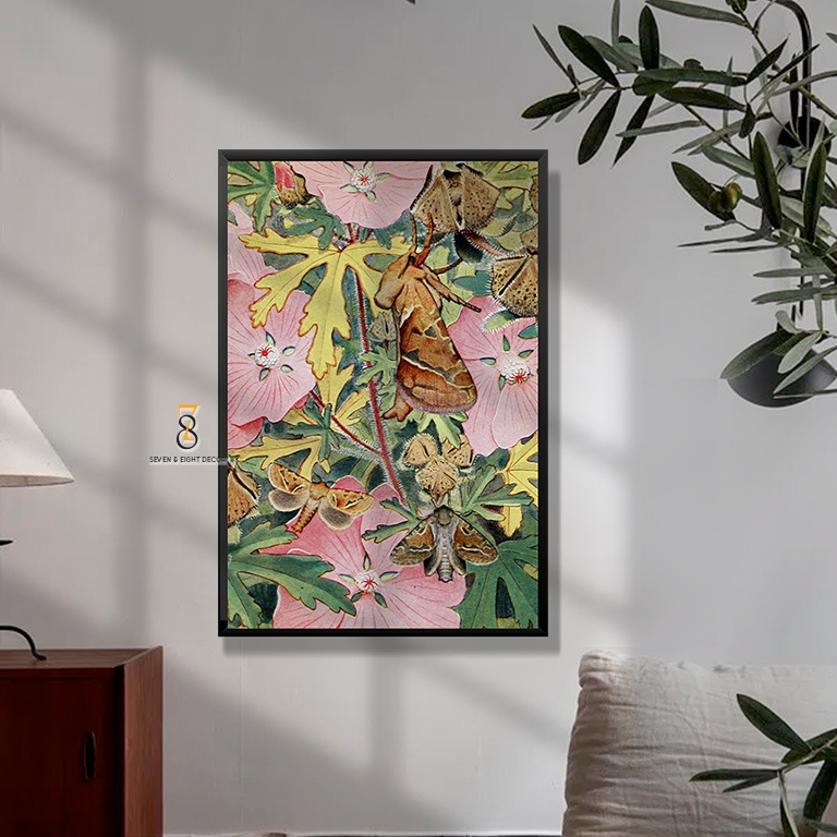 Tranh Canvas | Côn Trùng Trong Bụi Hoa | Tranh Danh Hoạ Châu Âu 1FVBUT001 | Khung Cao Cấp | Tặng Kèm Đinh