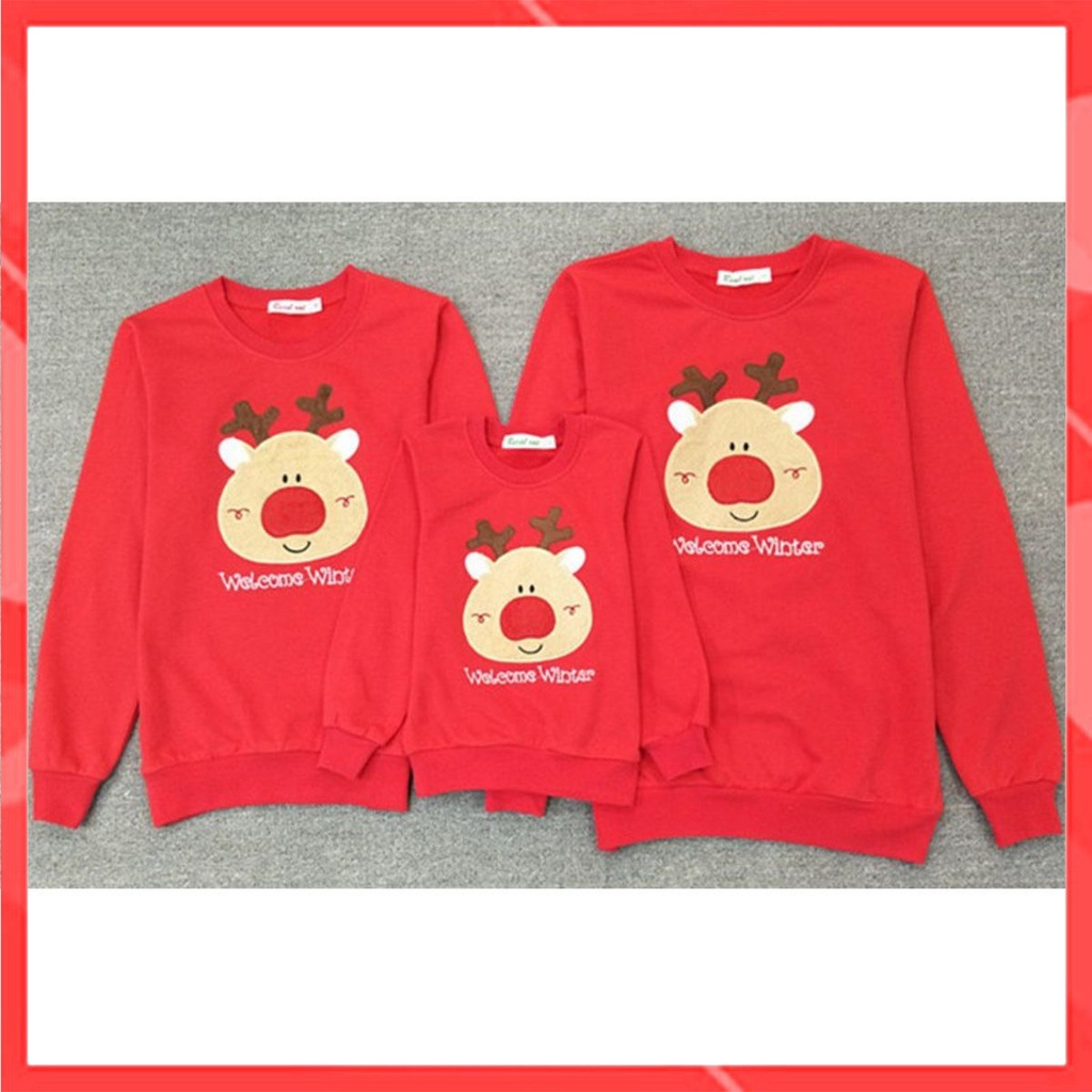 Áo hoodie nỉ gia đình cao cấp Familylove – Set áo gia đình Noel Gấu dễ thương