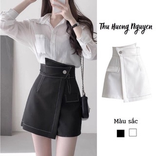 Chân váy lưng cao viền chỉ nổi tôn dáng eo ảnh thật