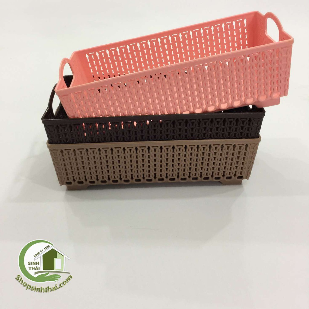 Rổ nhựa đựng mỹ phẩm, đồ đạc - rổ chữ nhật nhí 20cm x 10cm x 7cm - giao màu ngẫu nhiên