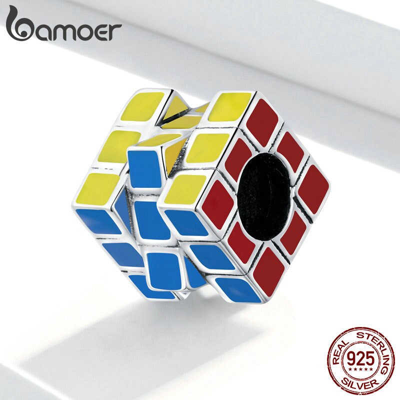 Phụ Kiện Trang Sức Bamoer Scc1640 Bạc S925 3x3x3 Hình Rubik Sử Dụng Làm Vòng Tay