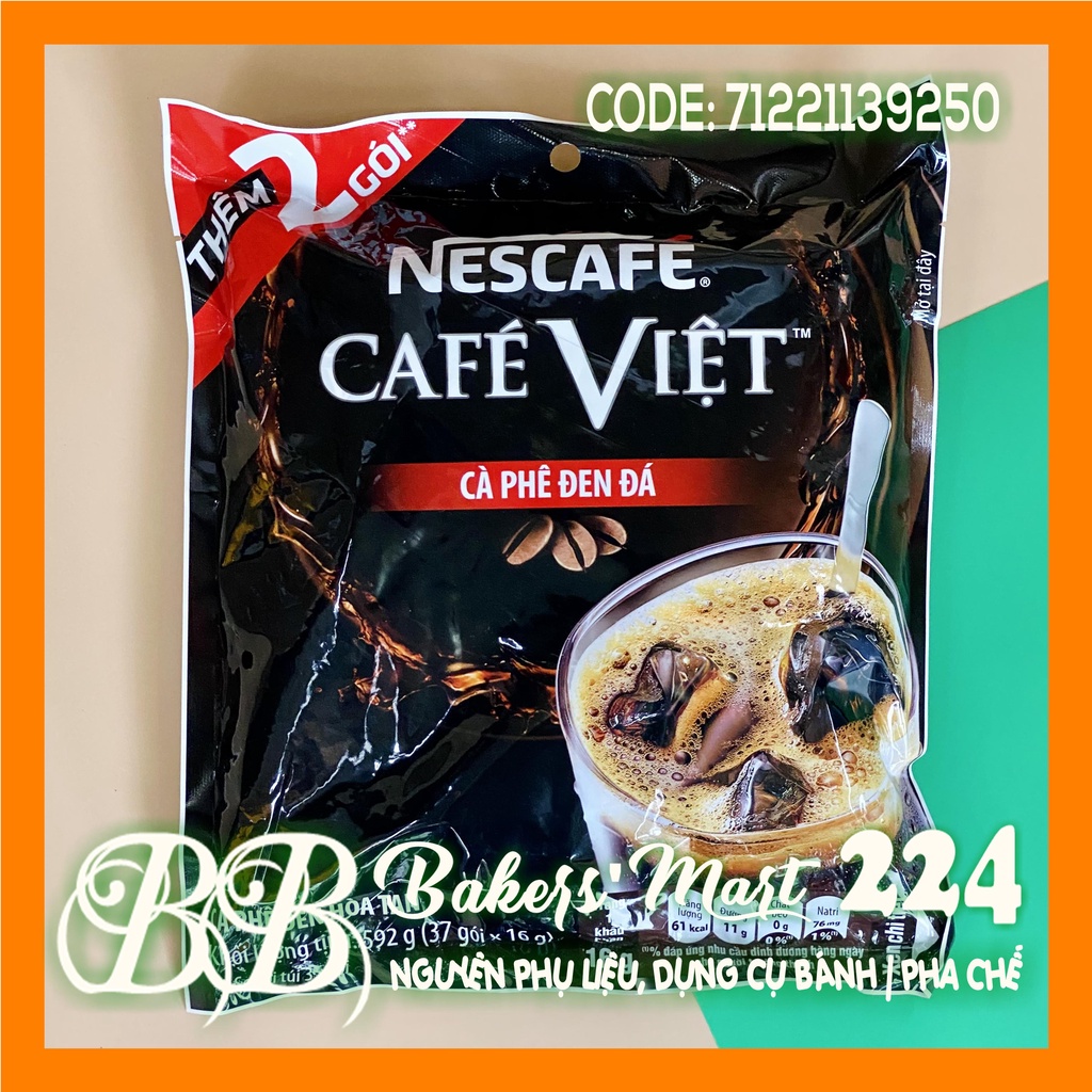 Nescafe Cafe VIỆT hòa tan ĐEN ĐÁ - TÚI (37 gói x 16gr)