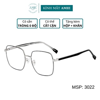 Kính mắt vuông bản to 3022 gọng kính cận nữ chất liệu kim loại cao cấp kiểu dáng trẻ trung thời trang AMIE Eyewear