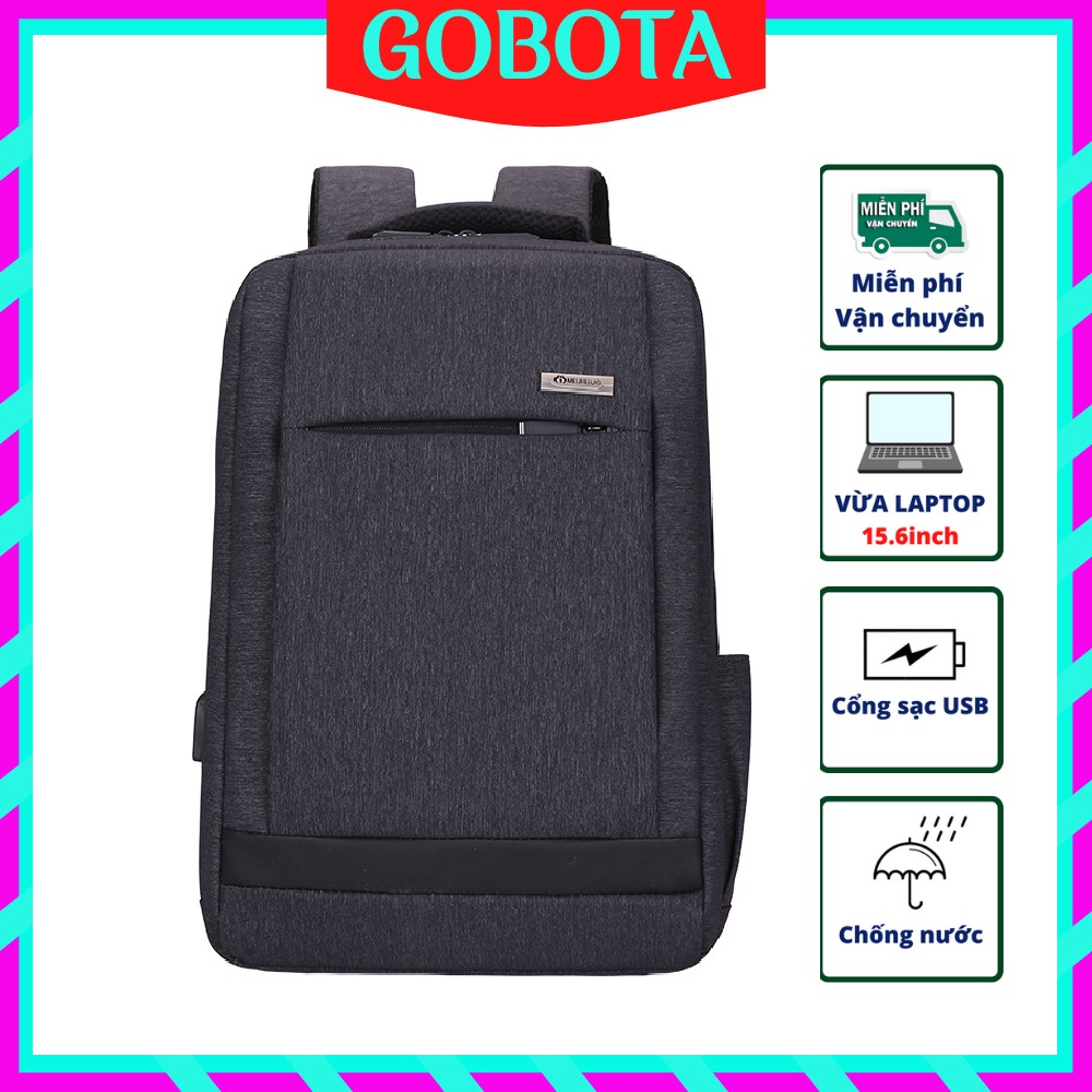Balo Laptop Nam Nữ Thời Trang Đi Học Đi Làm Chống Nước Cổng Sạc USB GOBOTA BL