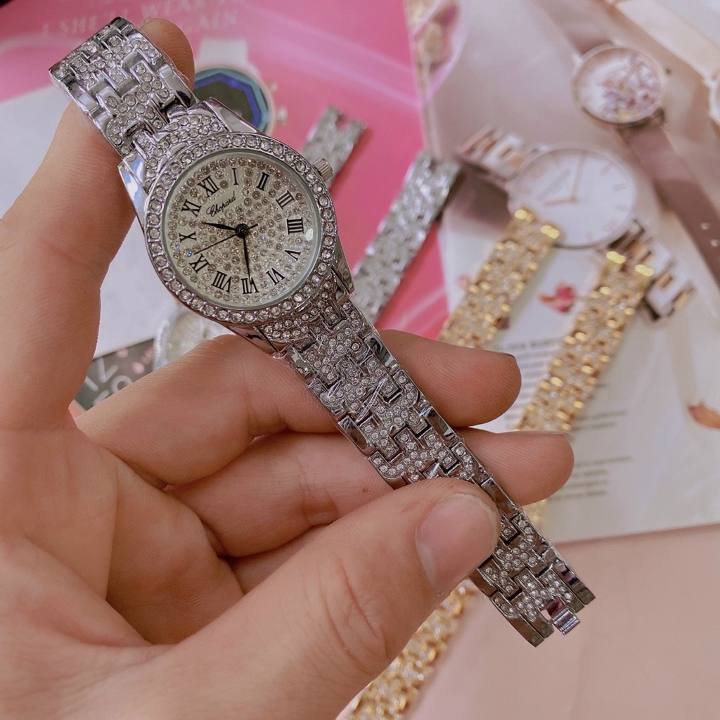 Đồng hồ đeo tay nữ, đồng hồ nữ dây kim loại CHOPARD đính full đá cao cấp sáng láp lánh, siêu sang chảnh cho nữ, giá rẻ