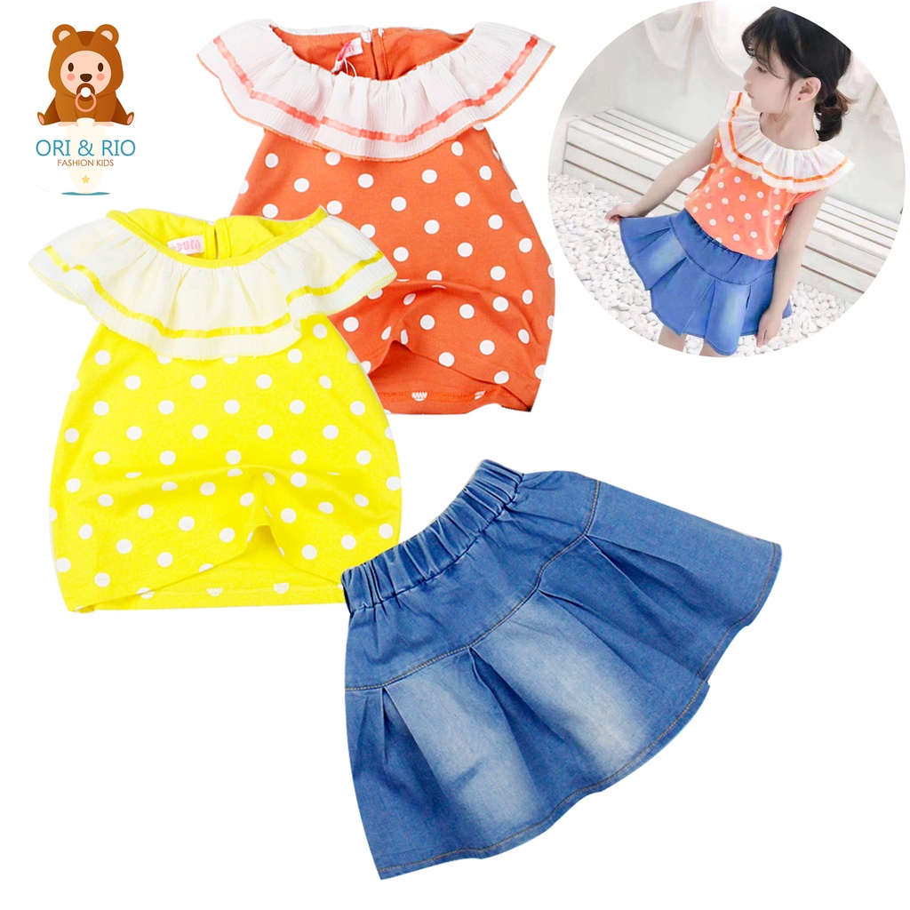 Bộ bé gái Form Lớn hàng Nhập chân váy jean cho bé 3 tuổi đến 12 tuổi, từ 10 kg đến 20 kg chất shop đẹp 02165-02166(2)