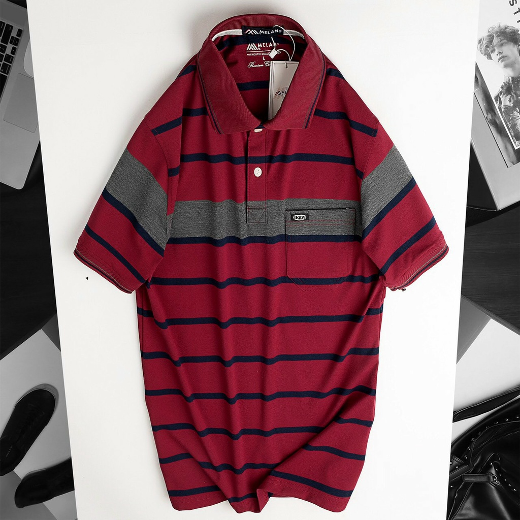Áo thun polo nam trung niên Nexx &amp; Dee sọc ngang thể thao có cổ bẻ trung niên chất liệu cá sấu thoáng mát cao cấp NS029