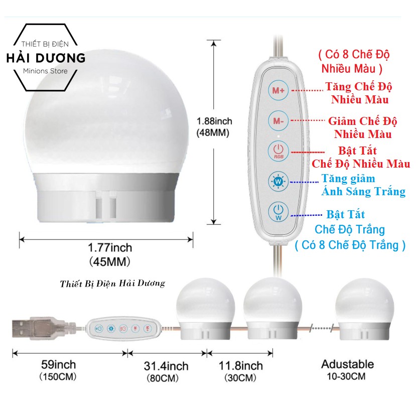Bóng led gương trang điểm trang trí logo quảng cáo đổi màu nhiều chế độ sáng BL-035 - Có video thực tế