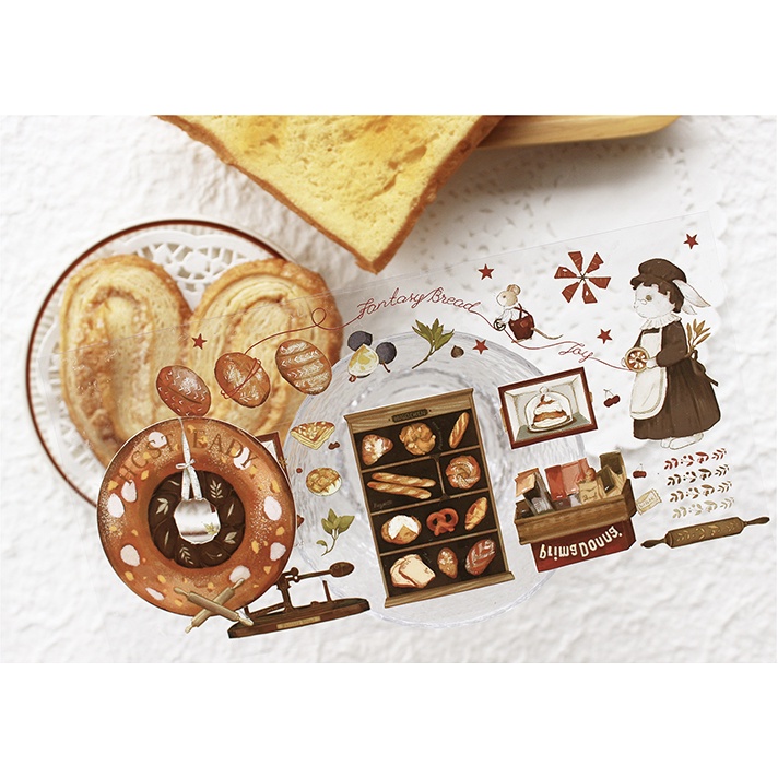 Meo.hime 𓃠 Hãng MT - Băng dán washi tape thỏ và bánh mì