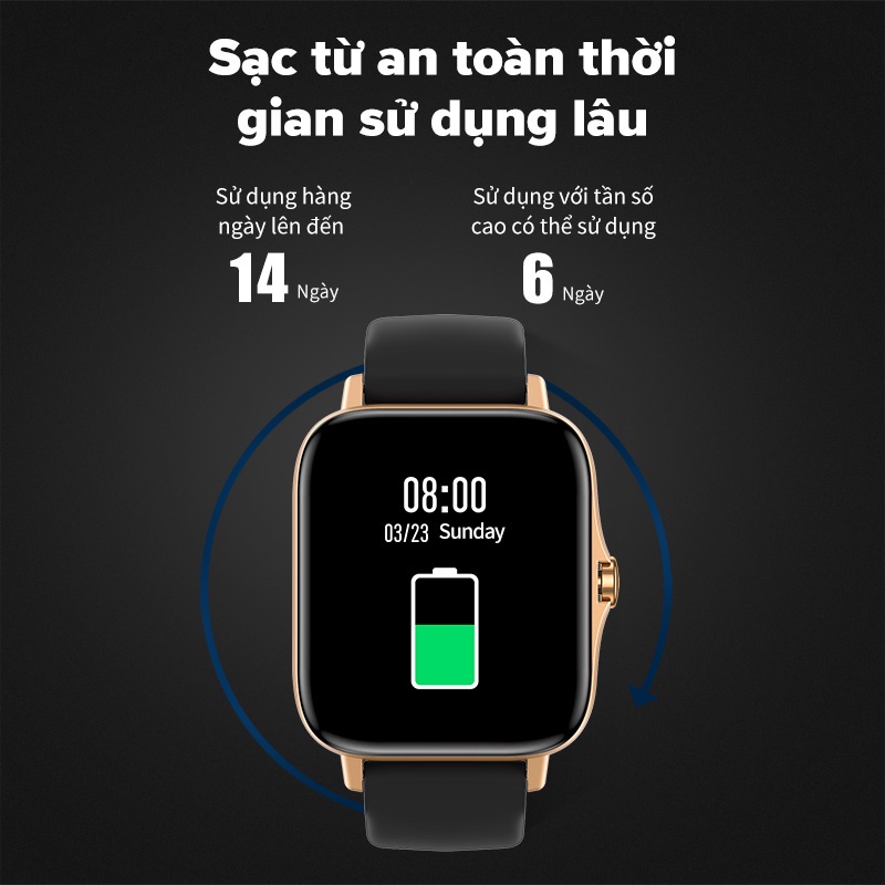Đồng hồ thông minh BASIKE - WAT08, Smart watch Series 6, Chống nước IP67, Nghe Gọi, Đo nhịp tim