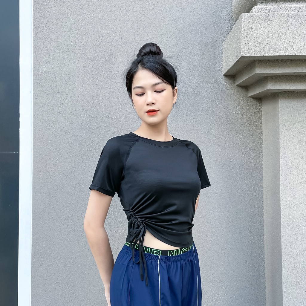 Áo Croptop Thể Thao Nữ Rút Dây Bên Hông Tập Gym Yoga nữ - AC0312