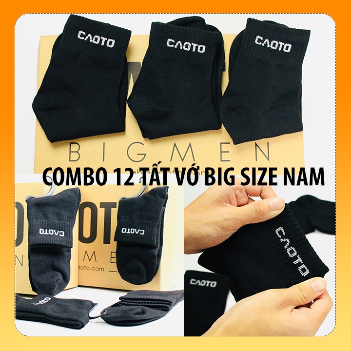 Combo 12 Đôi Vớ Tất Big Size Nam Màu Đen Size Lớn 44 45 46 47 48 49