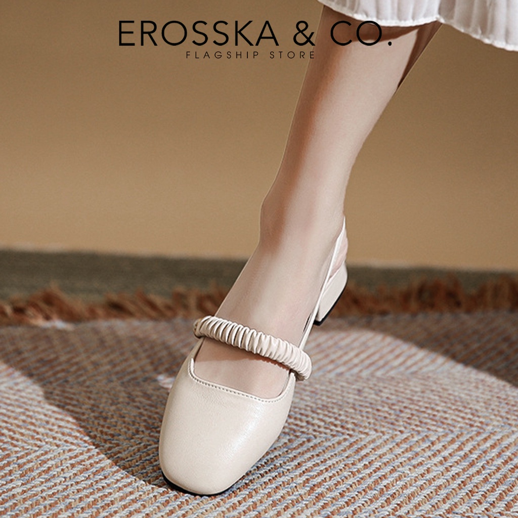 Erosska - Giày cao gót Erosska quai ngang nhúm ngọc cài hậu cao 3cm _ EL024