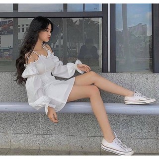 ĐẦM TRẮNG RỚT VAI 2 màu
