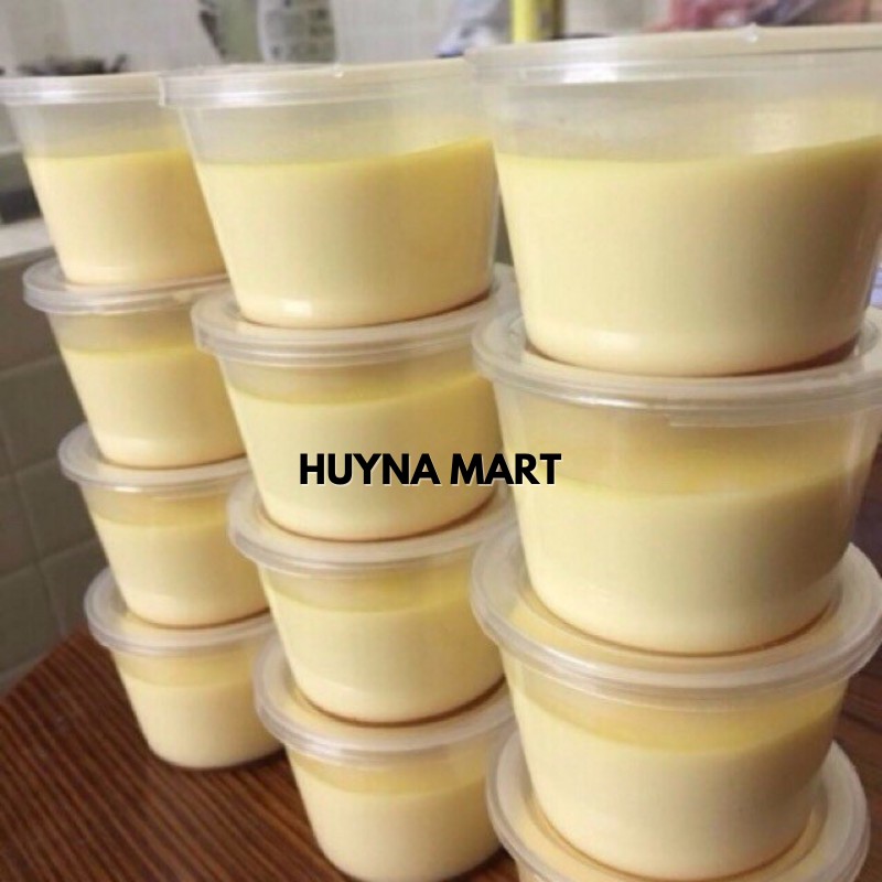 Bộ 50 hủ nhựa cỡ lớn 125ml làm bánh flan caramen, rau câu, sữa chua, đựng slime - hộp flan có nắp Huyna Mart