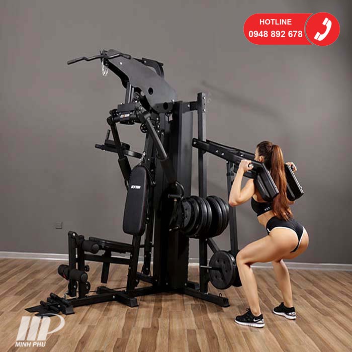 [Hàng chuẩn] Giàn tạ đa năng JL-908S ⚡ Dụng cụ tập GYM đa năng có squat ⚡ Máy tập thể hình trên 52 bài tập