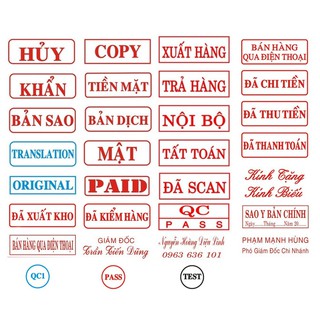 Mặt Dấu Tên, Mặt Dấu Chức Danh 1-2 Dòng Cho Dấu Tên Trodat 9511, 4911P4, 4911, T214, S842, S852...