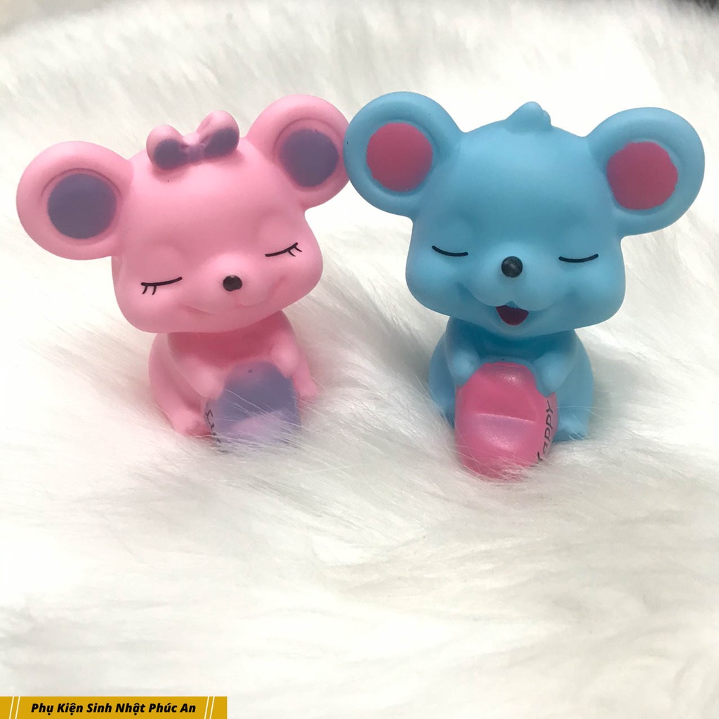 Cặp chuột trang trí bánh kem HPBD dễ thương