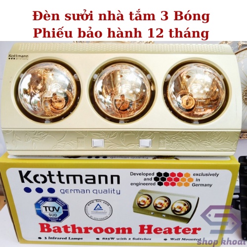 Đèn Nhà Tắm - Máy Sưởi Nhà Tắm Công Nghệ Đức 2 Bóng, 3 Bóng , Chống Chói, Chống Bỏng, Ấm Nhanh - BH 2 Năm