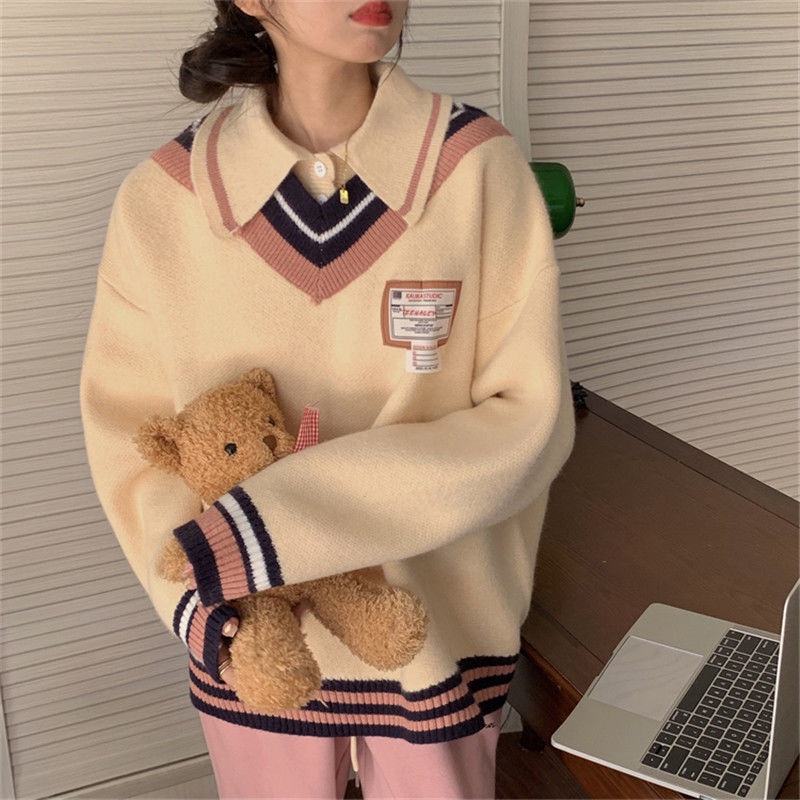 Áo len tay dài dáng rộng thời trang dành cho nữ