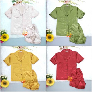 Đồ Bộ Mặc Nhà Pijama Phi Lụa " Viền Bèo " Quần Đùi Cao Cấp - Dưới 75kg.