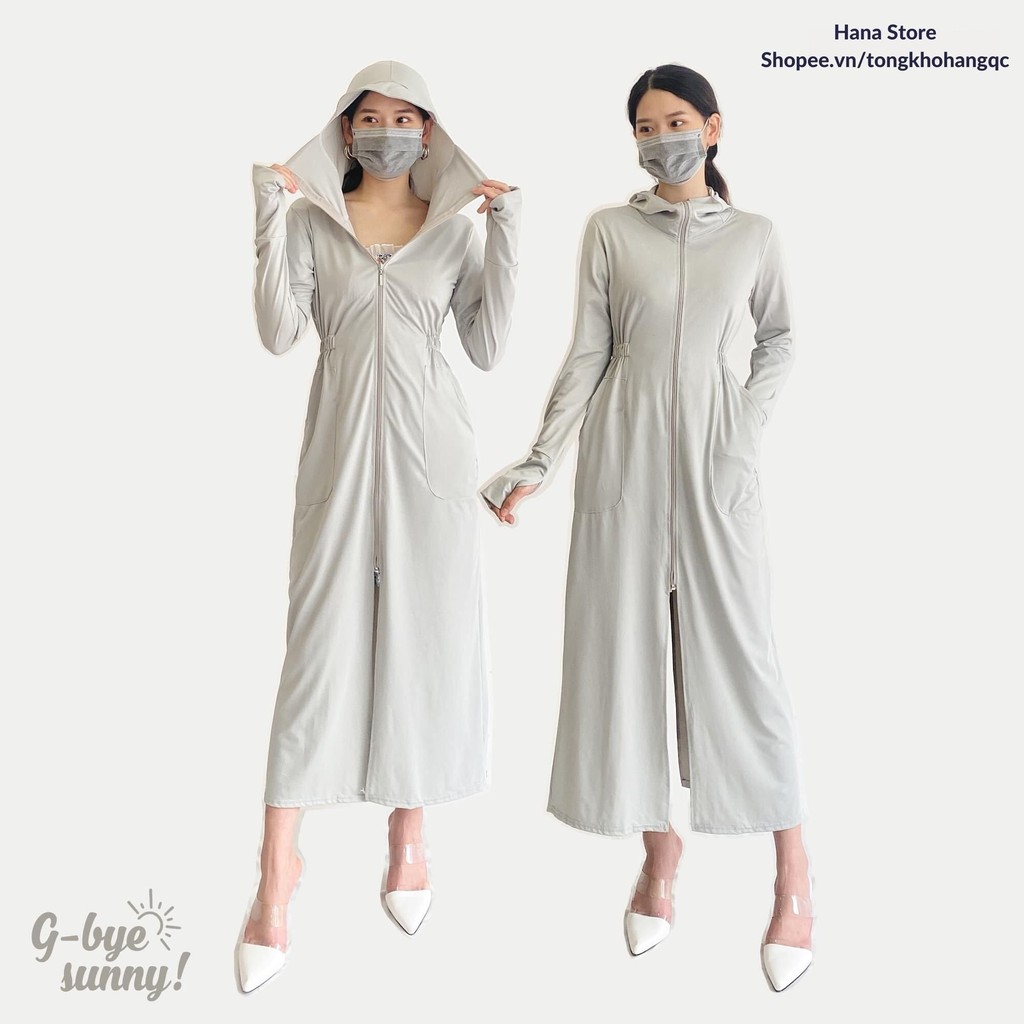 Váy Áo Chống Nắng Và Tia UV Toàn Thân Dáng Dài Nữ Áo chống nắng toàn thân bảo vệ làn da. có mũ đội Ulzzang