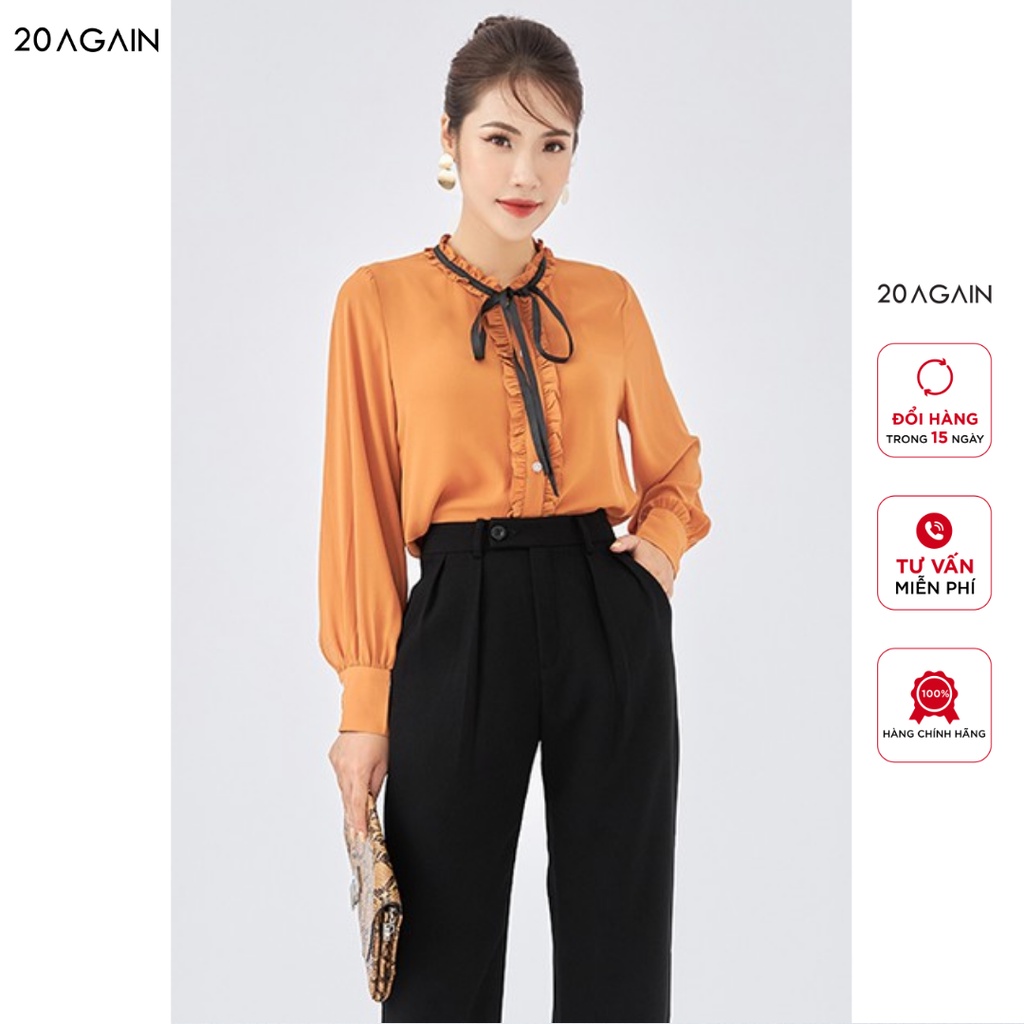 Áo sơ mi nữ dài tay 20AGAIN, hàng thiết kế vải voan cao cấp ASA1624