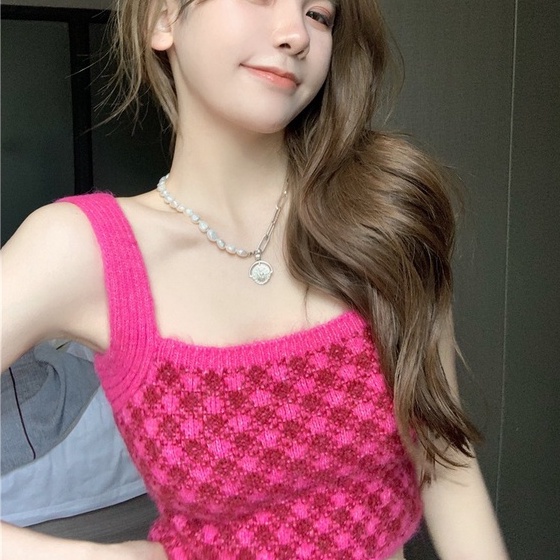 Áo croptop ZHELIHANGFEI hai dây dệt kim thời trang quyến rũ dành cho nữ
