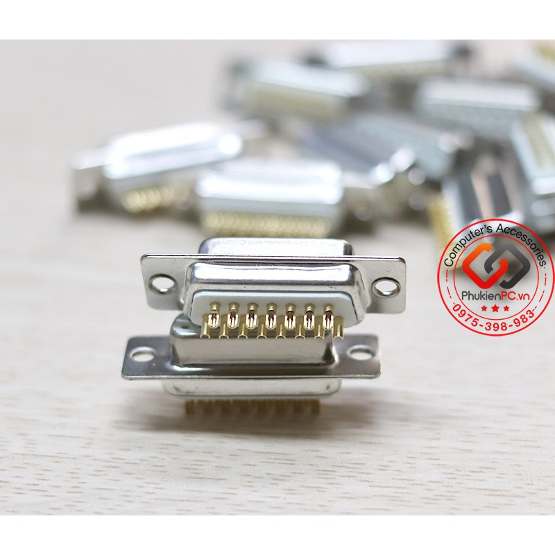 Đầu hàn COM DB15 chân (2 hàng) mạ vàng 5U. Tạo cáp COM DB15 máy công nghiệp CNC, nối cáp Riser DB15 sang DB9, DB25, D37