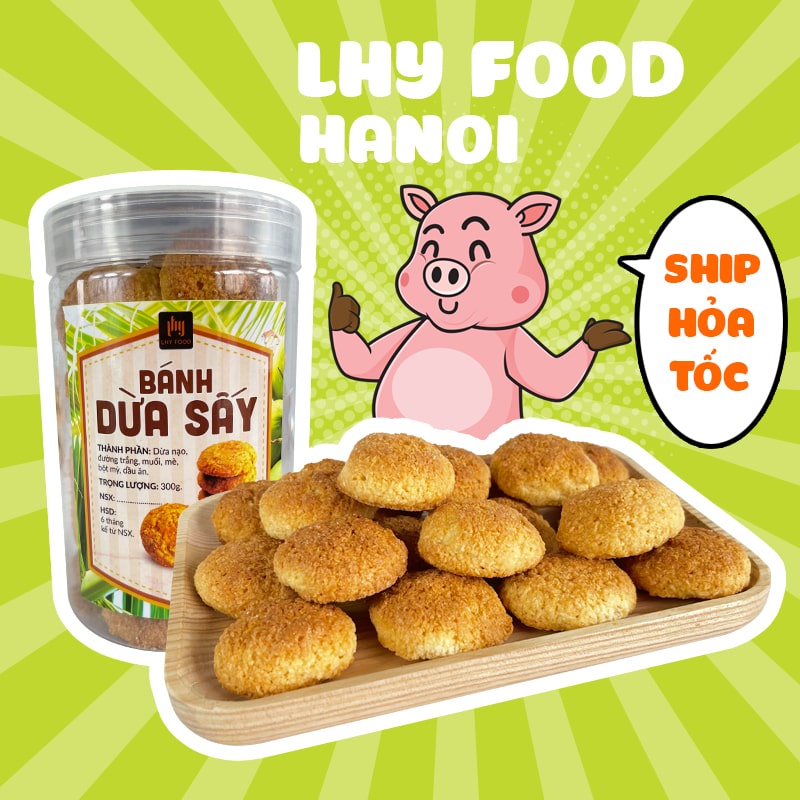 Bánh Dừa Sấy Bến Tre 🍟FREESHIP🍟 Hộp 300Gram LHY FOOD ăn vặt Hà Nội