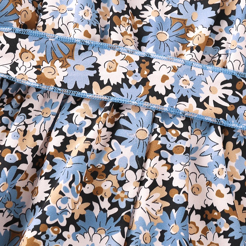 SIYYIS Bộ Áo Liền Quần In Hoa Phối Bèo Đính Nơ Thanh Lịch Thời Trang Mùa Hè Cho Bé Gái 2-6 Tuổi