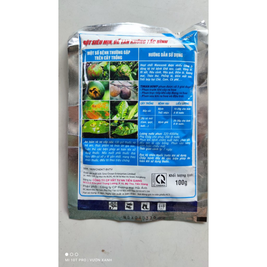 Thu oc trư bênh Mancozeb bổ sung Kẽm giúp cây sạch bệnh 80WP gói 100gr