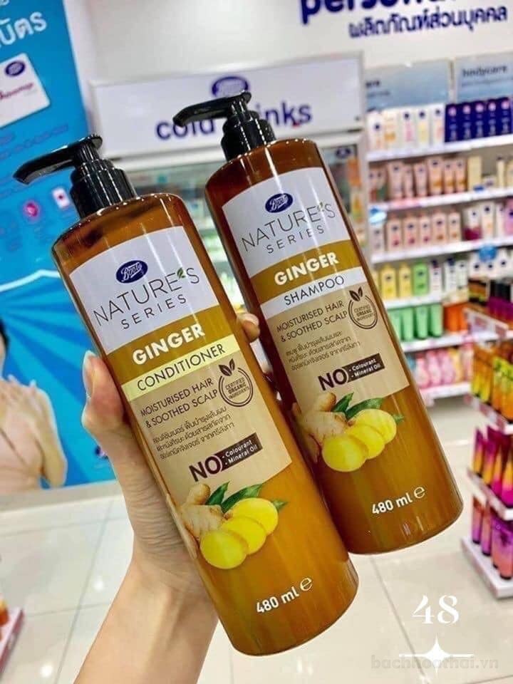 Set dầu gội gừng + dầu xả Boots Nature's Series Ginger Shampoo and conditioner Thái Lan