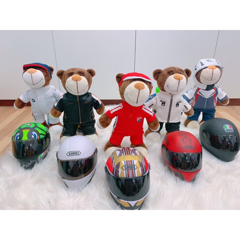 Gấu bông biker và mũ bảo hiểm