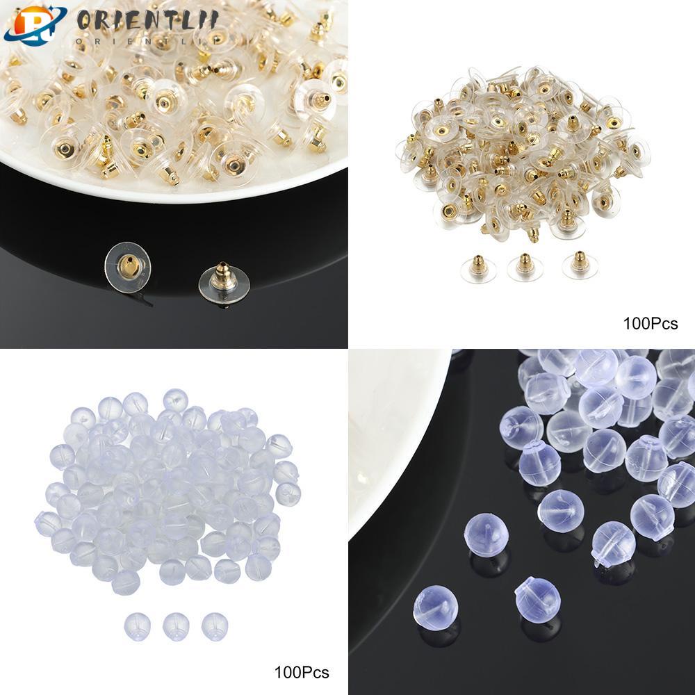 Bộ 100 Nút Chốt Khuyên Tai Bằng Cao Su Silicon Thời Trang