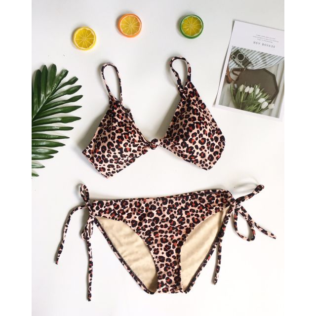 Bikini cột nơ da beo