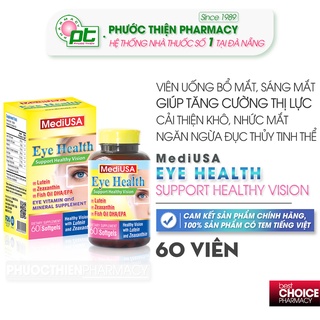 Viên uống bổ mắt sáng mắt, ngăn ngừa cận thị MediUSA Eye Health 60 Viên - dầu cá bổ mắt và lutein, zeaxanthin