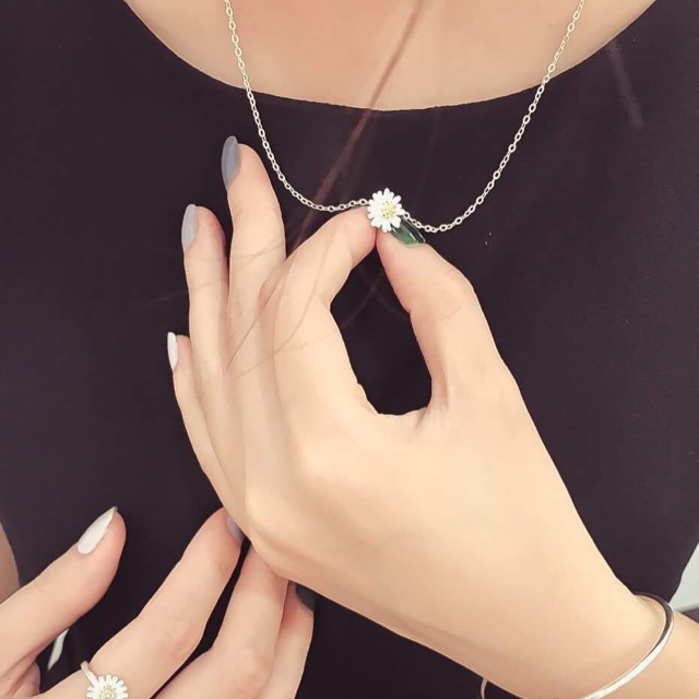 (Ảnh thật) Set nhẫn vòng hoa cúc bạc 925 tinh tế, nhẹ nhàng, xinh xắn