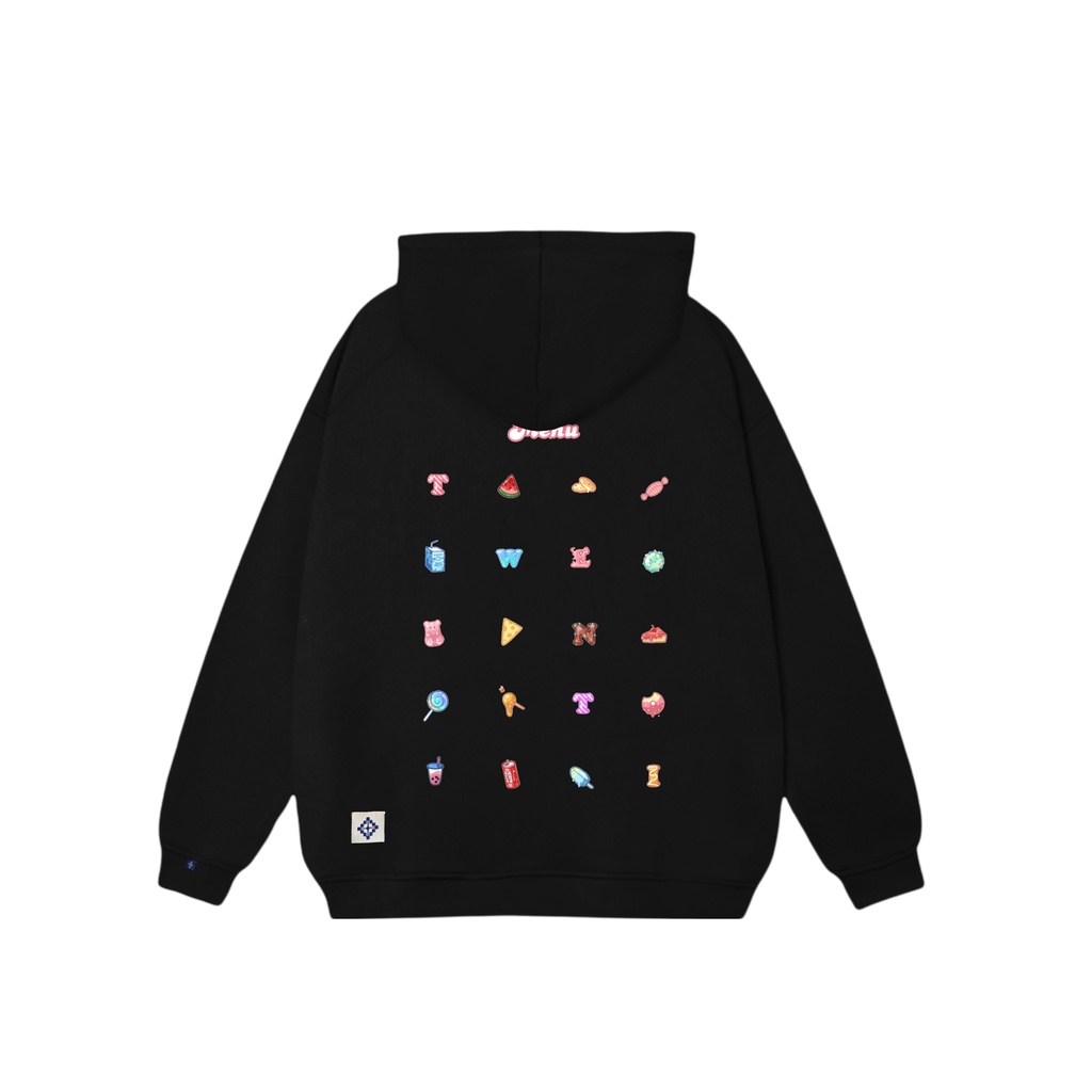 HOODIE TWENTI ZIP NỈ COTTON PHIÊN BẢN KẸO NGỌT ĐEN | BigBuy360 - bigbuy360.vn