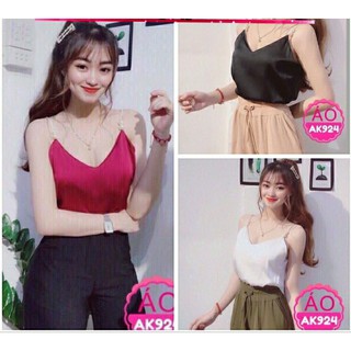 Áo 2 Dây Phi Lụa Bóng Mẫu Mới-Áo Kiểu Nữ -Hàng Có Sẵn