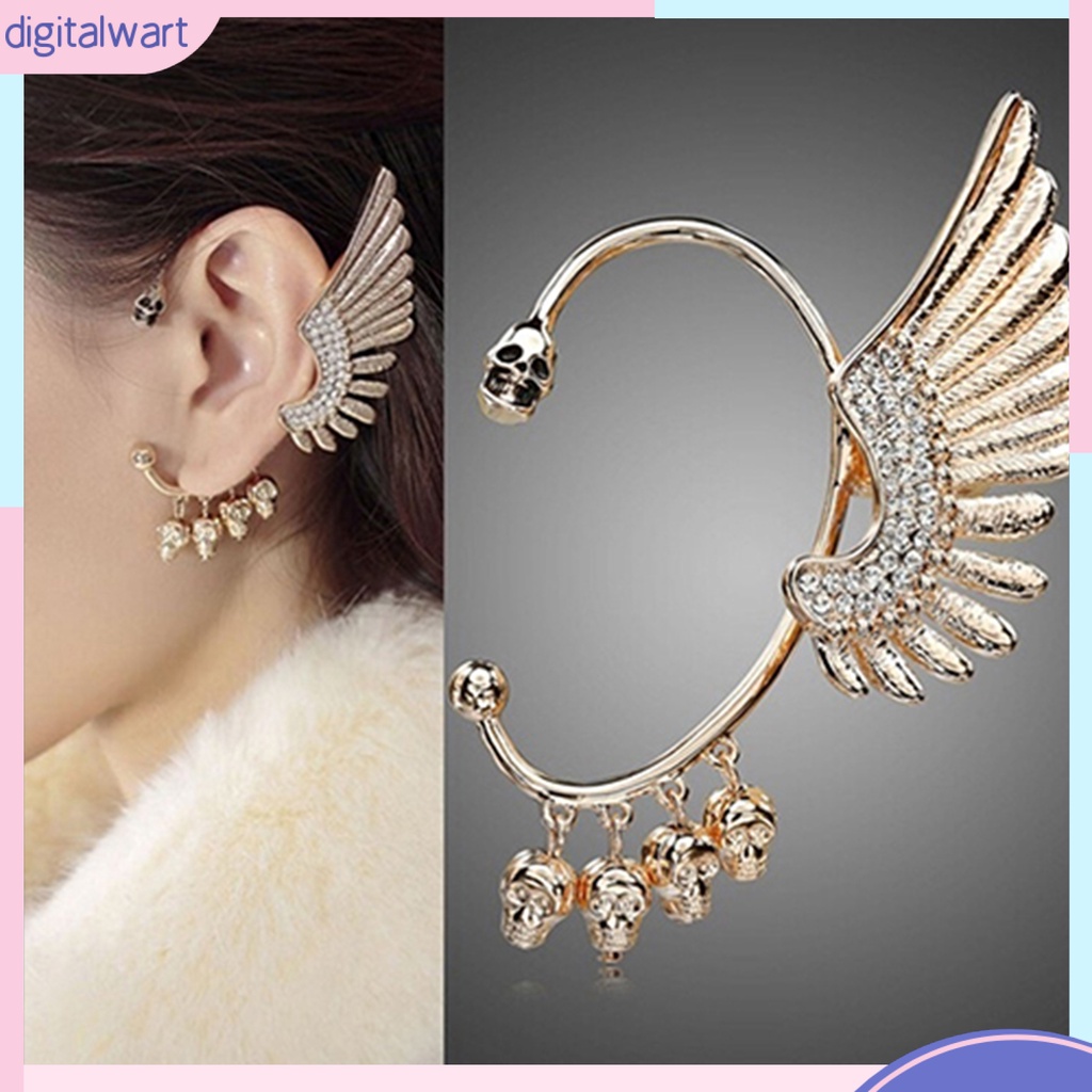 Khuyên vành tai trái kim loại hình đôi cánh đính đá thời trang cho nữ