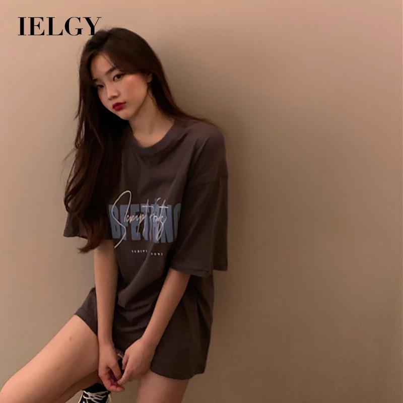 Áo thun IELGY dáng rộng tay ngắn phong cách Hàn Quốc cho nữ