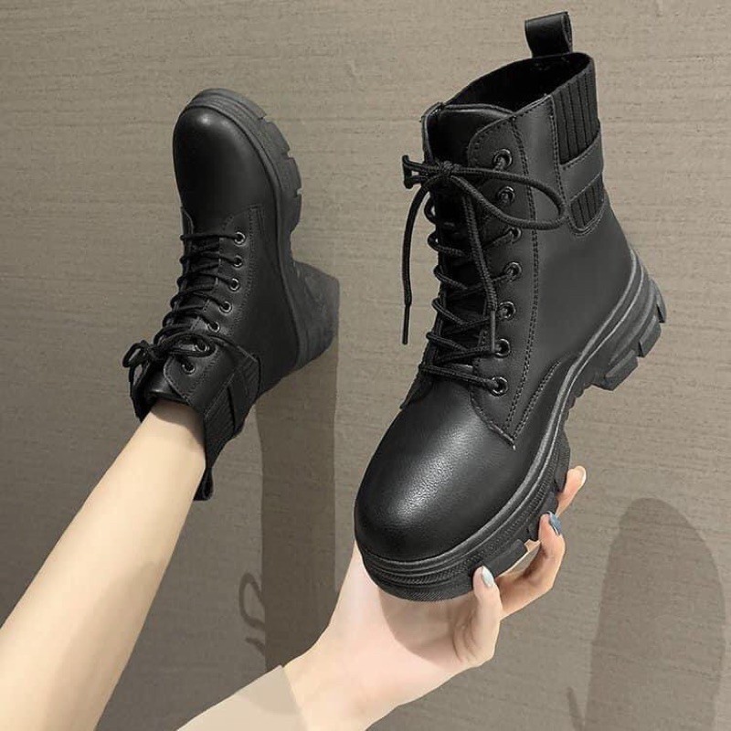 Giày Boot Nữ Da Lộn Phối Chữ Phong Cách Hàn Quốc | BigBuy360 - bigbuy360.vn