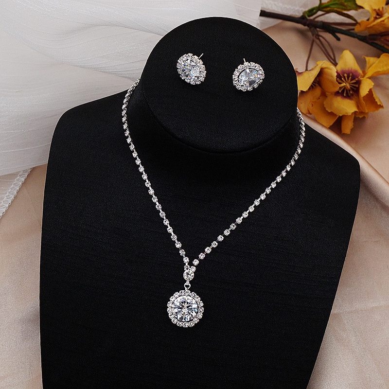 Set Vòng cổ Và Khuyên Tai Đính Đá Zircon