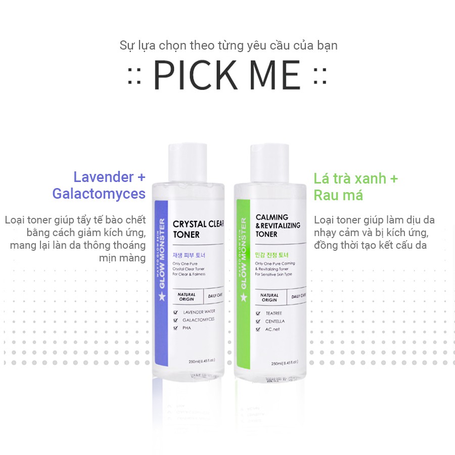 Nước Hoa Hồng Làm Dịu Da GLOW MONSTER CALMING & REVITALIZING TONER_Mỹ phẩm Hàn Quốc chính hãng