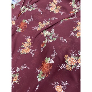 Vải voan chiffon nền đỏ hoa nhí V1624